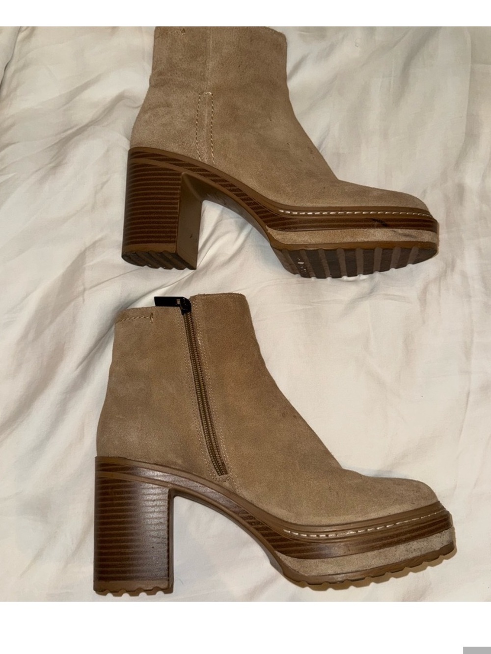 Steve Madden Tan Suede Platform Ankle Bootie - Picture 6 of 11